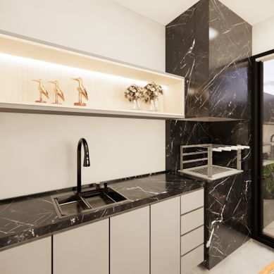 Projeto de interiores de um Gourmet com Piscina 