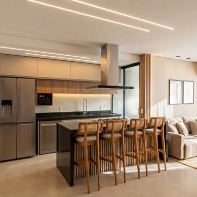 Cozinha integrada com sala
