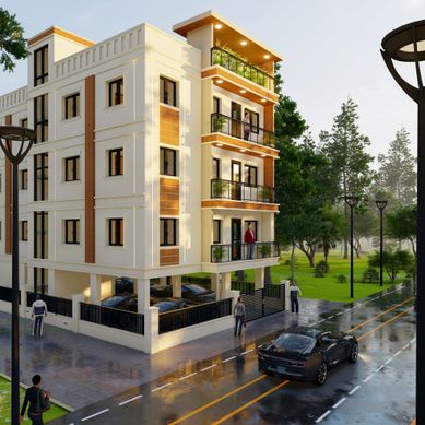 Neoclassical Rental Apartment Design in Bokaro – 2BHK Planning & 3D Elevation
