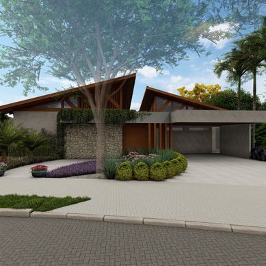 Casa de campo integrada à natureza