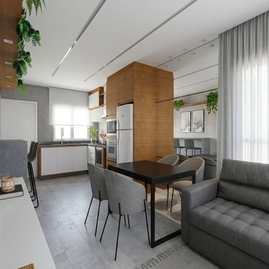 Cozinha, sala de estar e jantar em 20m²? Sim! Conseguimos! 🤩