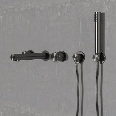LUSSO URBAN FIVE HOLE WALL MOUNTED BATH SHOWER TAP GUNMETAL