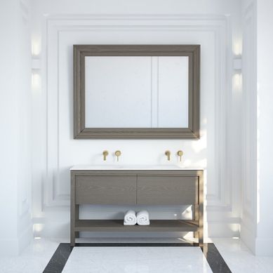DORCHESTER GREY OAK BATHROOM DOUBLE VANITY UNIT 1500