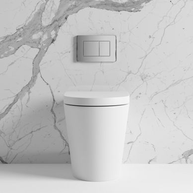 LUSSO SENZA BACK TO WALL RIMLESS MATTE TOILET INC CISTERN AND CHROME FLUSH PLATE