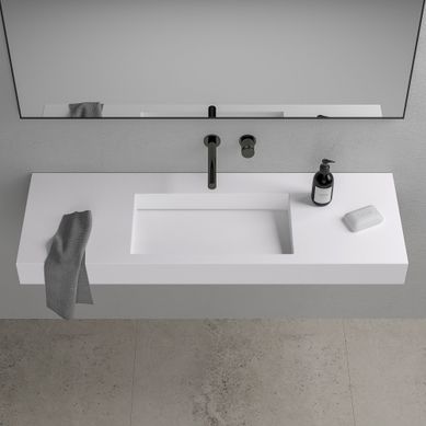 LUSSO STONE AURA STONE RESIN WALL HUNG COUNTER TOP BASIN 1200