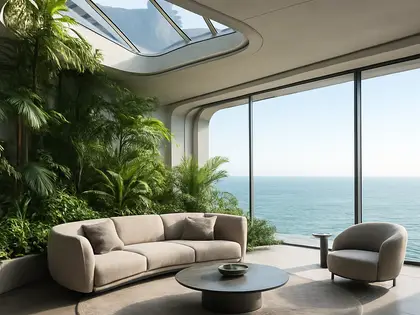 futuristic indoor garden — living room (ocean)