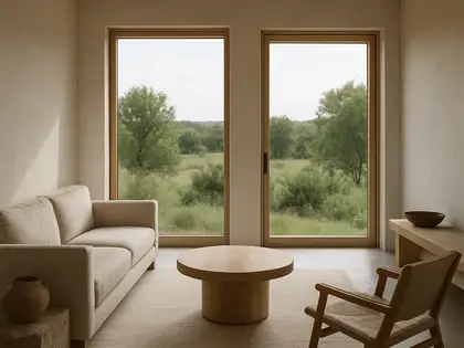 minimalist house — living room (rural)