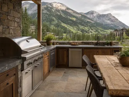 rustic apartment — outdoor kitchen (mountain)