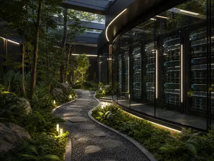 futuristic indoor garden — server room (forest)