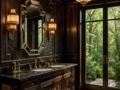 art deco house — bathroom (forest)