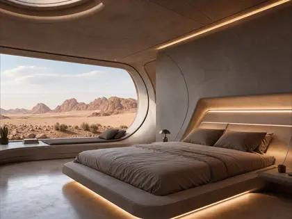 futuristic home — bedroom (desert)