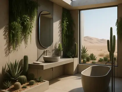 futuristic indoor garden — bathroom (desert)