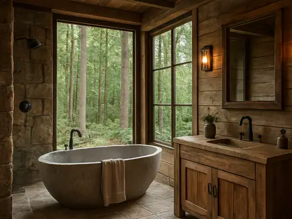 rustic house — bathroom (forest)