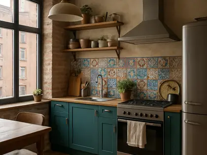 eclectic apartment — kitchen (urban)
