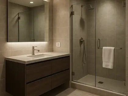 contemporary apartment — bathroom (urban)