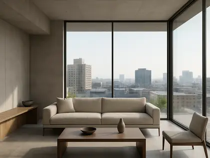 minimalist house — living room (urban)