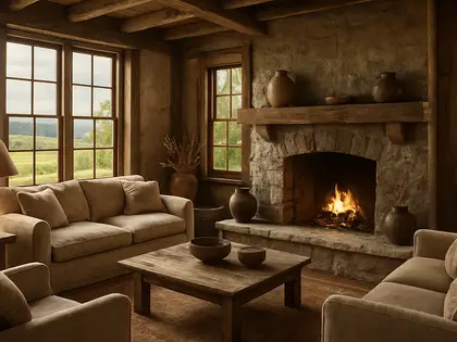 rustic farmhouse — living room (rural)