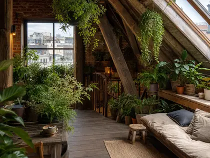 rustic indoor garden — attic (urban)