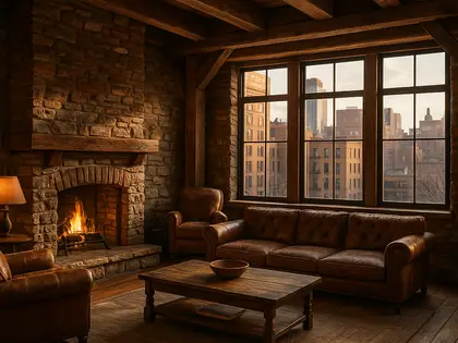 rustic house — living room (urban)
