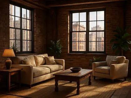 rustic apartment — living room (urban)