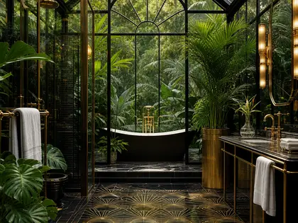 art deco greenhouse — bathroom (tropical)