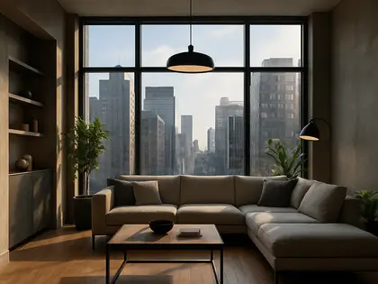 modern home — living room (urban)