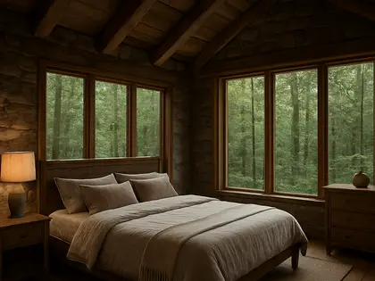 rustic house — bedroom (forest)