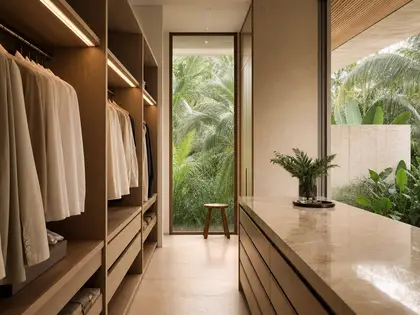 minimalist apartment — dressing room (tropical)