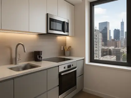 contemporary condo — small kitchen (urban)