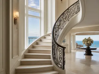 neoclassical condo — staircase (coastal)
