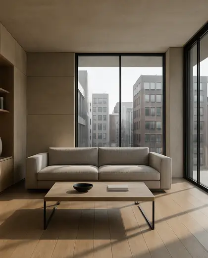 minimalist house — living room (urban)