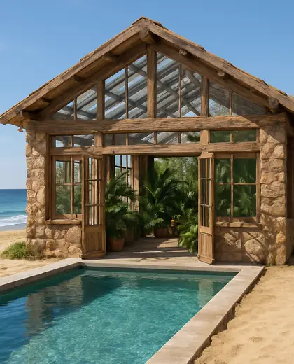 rustic greenhouse — pool (beach)