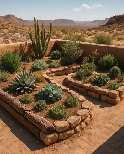 rustic rooftop garden — edging (desert)