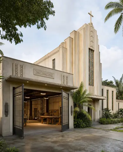 art deco church — workshop (tropical)