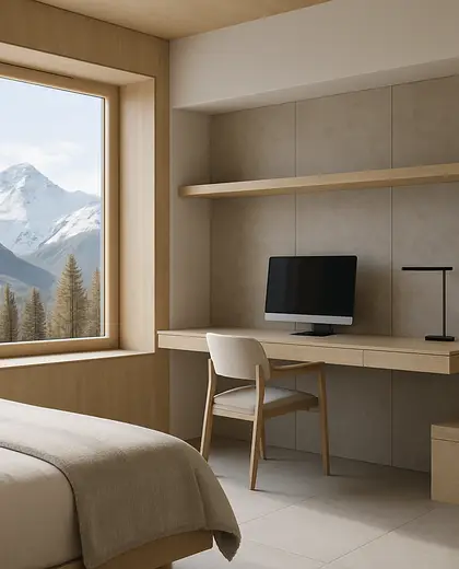 minimalist office space — bedroom (alpine)