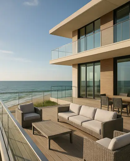 contemporary condo — deck (beach)