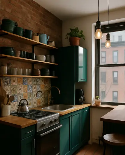 eclectic apartment — small kitchen (urban)