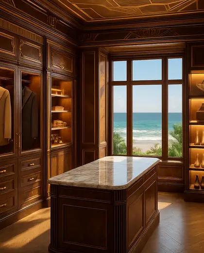 art deco apartment — walk in closet (beach)