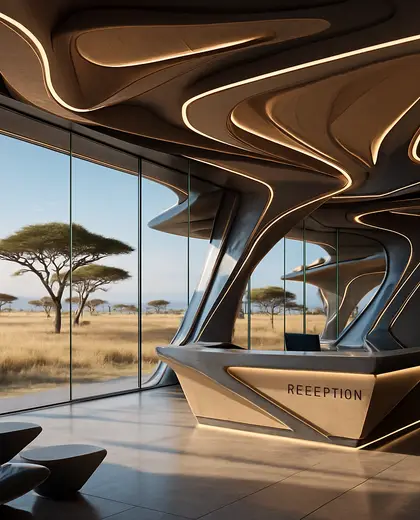 futuristic hotel — reception (savanna)