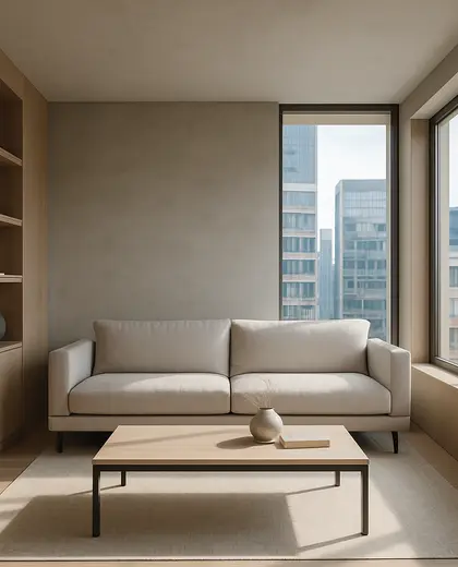 minimalist house — living room (urban)