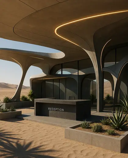 futuristic yard — reception (desert)