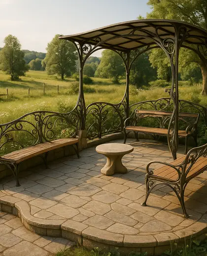 art nouveau yard — patio (rural)