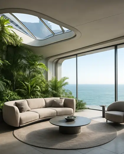 futuristic indoor garden — living room (ocean)