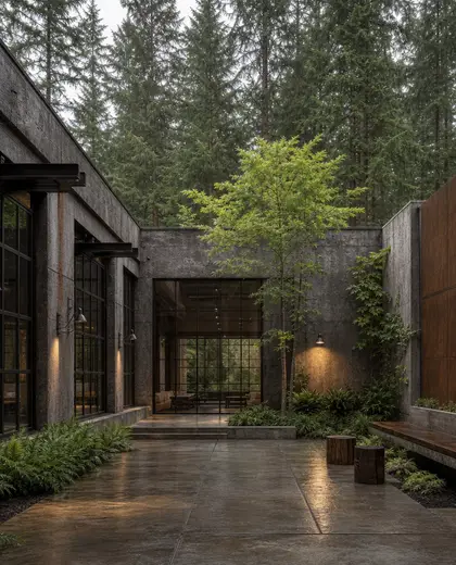 industrial facade — courtyard (forest)