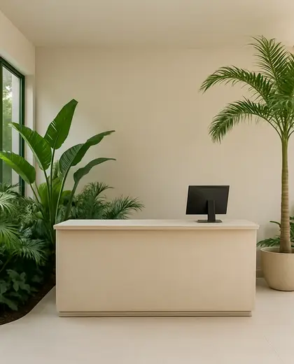 minimalist indoor garden — reception (tropical)