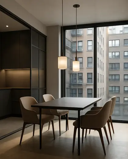 contemporary salon — informal dining room (urban)