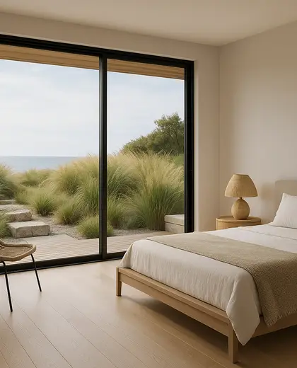 contemporary backyard — bedroom (coastal)