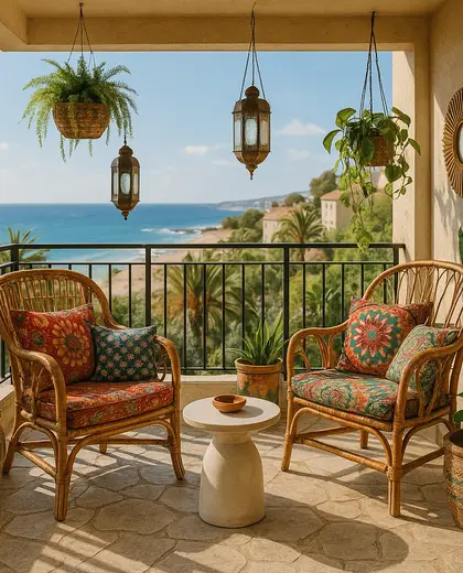 eclectic apartment — balcony (coastal)