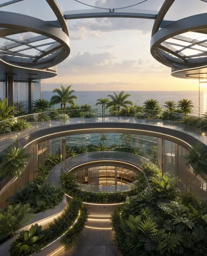 futuristic rooftop garden — atrium (ocean)