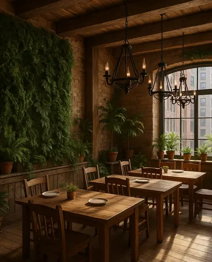 rustic indoor garden — formal dining room (urban)